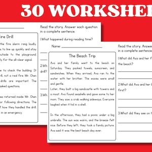 Reading Comprehension Worksheets, Stories with Questions, Reading Activities, Reading Passages, Second Grade, 2nd Grade ELA Worksheets image 4