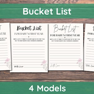 Jogo de lista de desejos para bebês minimalista, cartões do primeiro ano do bebê, atividade para chá de bebê para impressão, modelo de lista de desejos, gênero neutro