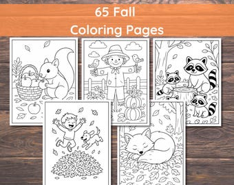 Fall Coloring Pages, Autumn Coloring Pages, Fall Coloring Book, 65 Fall Coloring Sheets, Fall Coloring Pages for Kids, Autumn Activities,