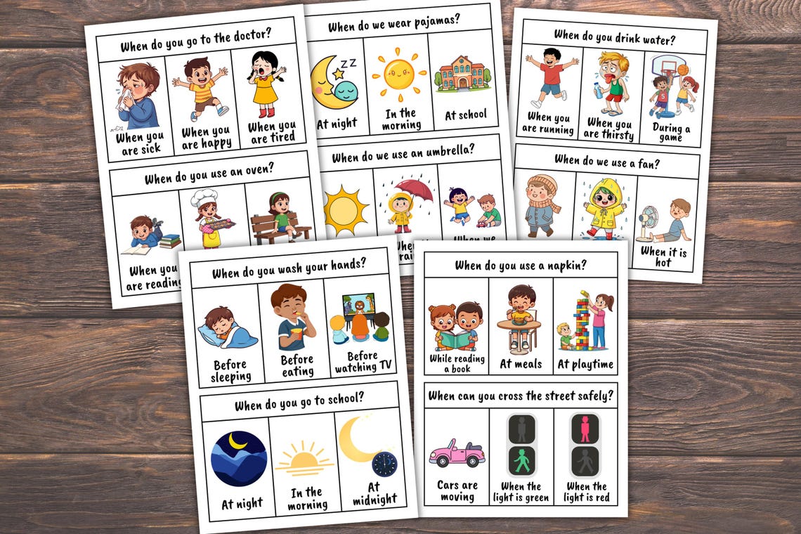 WH Question Flash Cards Printable, Speech Therapy Resource, Speech ...