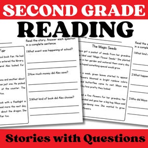 Reading Comprehension Worksheets, Stories with Questions, Reading Activities, Reading Passages, Second Grade, 2nd Grade ELA Worksheets