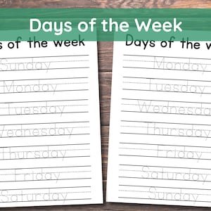 Days of the Week Activities, Days of the Week Poster, Days of the Week Montessori, Days of the Week Tracing Sheets, Preschool Chart