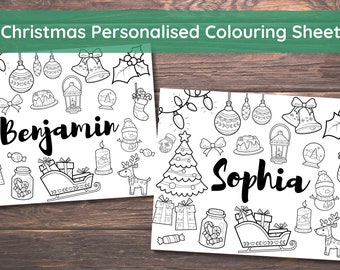 Christmas Personalised Placemat Colouring Sheet, Custom Christmas Coloring Pages For Kids, Editable Christmas For Children, Kids Activity