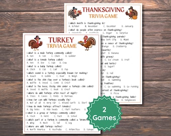 Thanksgiving Trivia Bundle, Turkey Trivia Game, Thanksgiving Games for Kids & Adults, Family Party Game, Printable Thanksgiving Trivia
