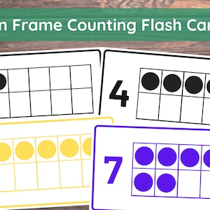 20 cartões flash de matemática mental para contagem de dez quadros para impressão | Pré-escola-Segunda Série | Atividade Educacional de Aprendizagem | Contando de 1 a 20