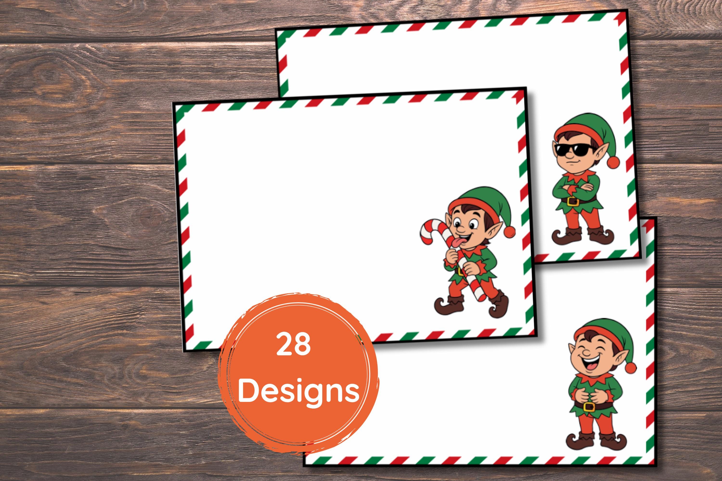 Elf Note Backround Elf Note Cards Printable, 28 Blank Little Notes From the Elf, Christmas ...