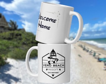 Membro DVC | Bem-vindo ao lar | Vero Beach Resort | Caneca de café de cerâmica 11 onças ou 15 onças