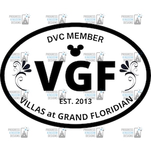 Villas at Grand Floridian Resort (VGF) Oval Decal, DVC Member SVG File for Cricut
