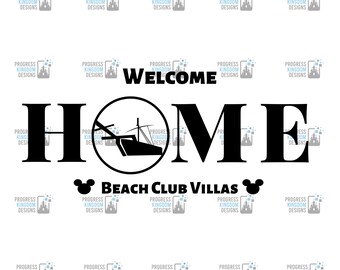 Decalque DVC Welcome Home para Beach Club Villas, arquivo SVG de membro DVC para Cricut