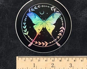 waterproof holographic vinyl Sticker - butterfly design - 3"