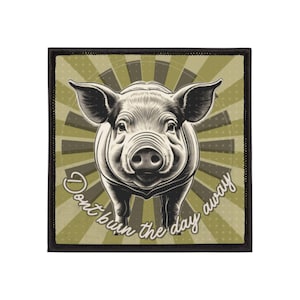 Iron-On Patch PIG - don't burn the day - dmb inspired - for jackets and more - vintage inspired - dmb - Music Lovers Gift,