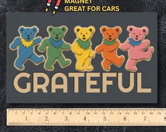 Car Magnets 7.5" x 4.5" - Grateful - dancing bear art