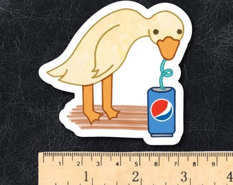 JoJo Creation - duck sipping cola - waterproof sticker - 3"