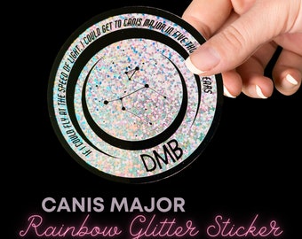 sticker - canis major - dmb - black and blue bird - rainbow sparkle vinyl - 3" circle