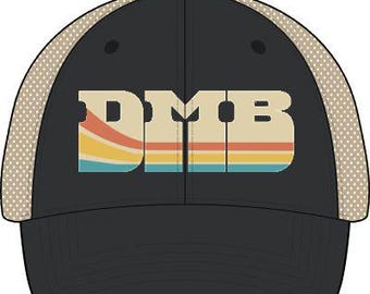 Women's DMB inspired Mesh-Back Cap with concealed ponytail opening - pattern on inside of brim  - retro logo
