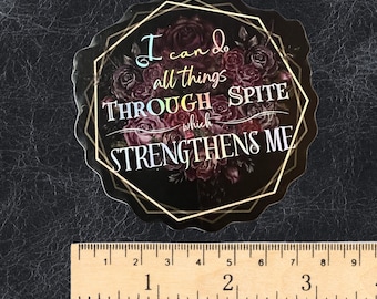 waterproof holographic vinyl Sticker - spite - flowery - 3"