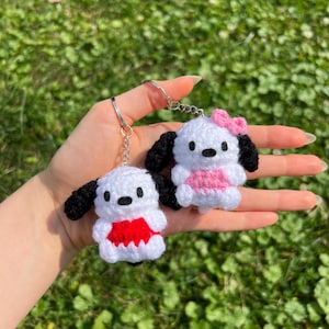 Crochet magnetic keychains/sanrio/pochacco/pochamii/keychains/handmade plush/stuffed animal/amigurumi keychain/amigurumi/gifts/kawaii/cute