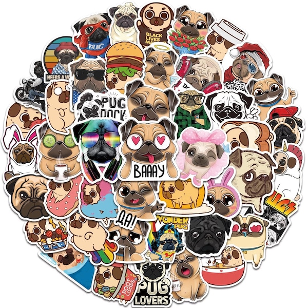 5-200 Pug Dog Stickers