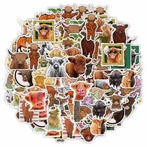 5-200 Highland Cow animal Stickers