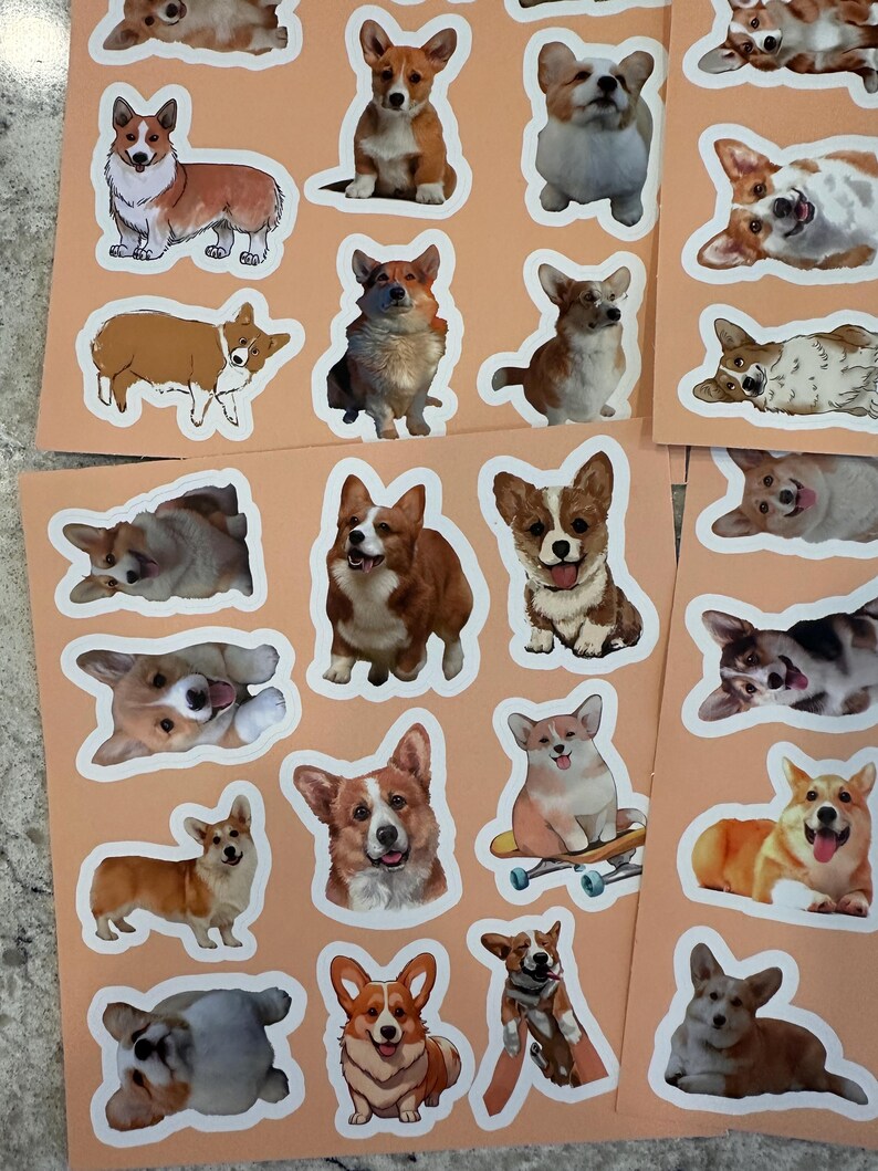 Labratory Corgi Sticker 10-100 Corgi Dog Sticker Sheets - Etsy