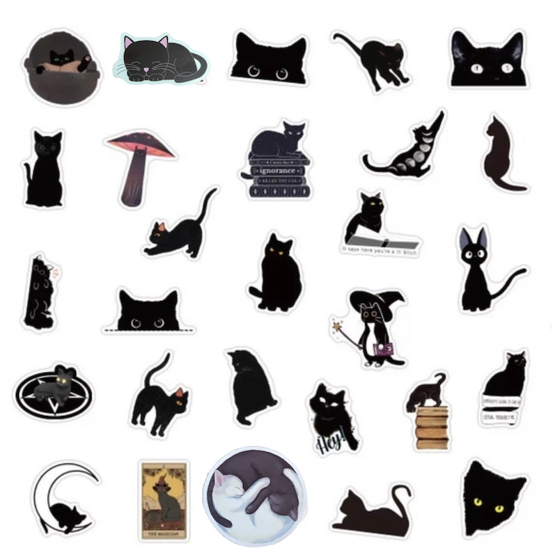 5200 Black Cat Stickers Etsy