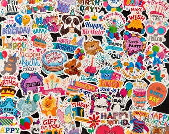 5-100  Happy Birthday Stickers