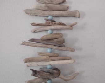 Driftwood Garland, Driftwood Hanging, Driftwood Decor, Mint Green and Driftwood, Driftwood Mobile, Driftwood Art