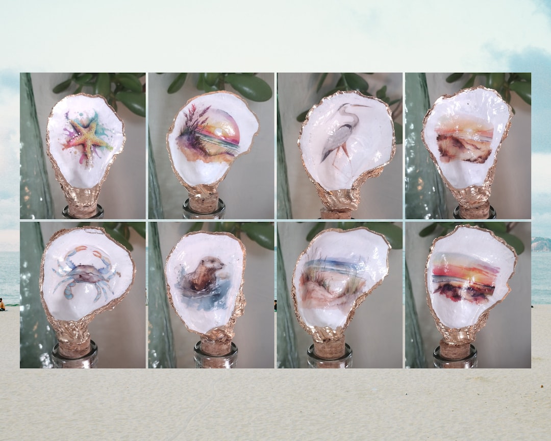Oyster Shell Wine Stopper, Oyster Shell Home Décor, Coastal Wine ...