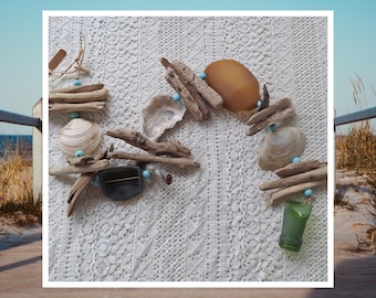 Sea Glass Suncatcher: Driftwood & Shell Garland, Boho Beach Decor