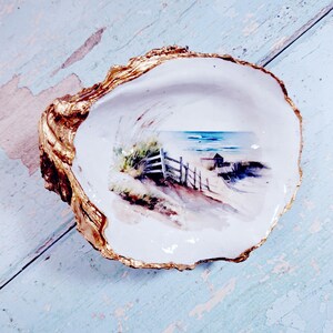 Oyster Shell Ring Dish | Watercolor Beach Ring Dish | Coastal Handmade Décor and Gift