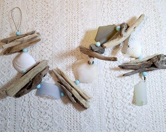 Sea Glass Suncatcher: Driftwood & Shell Garland, Boho Beach Decor