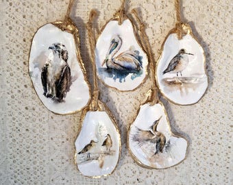 Oyster Shell Ornament | Osprey Ornament | Cormorant Ornament | Sea Gull Ornament | Plover Ornament | Sanderling Ornament | Pelican Ornament