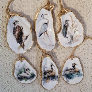 Oyster Shell Ornament | Blue Heron Ornament | Osprey Ornament | Duck Ornament | Goose Ornament | Swan Ornament | Handmade Gift and Décor