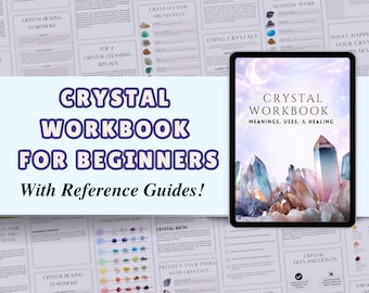 Crystal Workbook Journal Beginners Guide Energy Healing Manifestation Digital PDF Download Worksheets Chakra Balancing Spirituality Guide