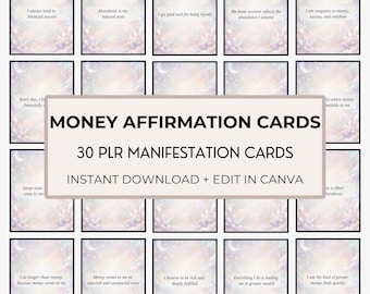 Cartões de Afirmação de Dinheiro PLR Lei da Suposição Lei da Atração Manifestação de Dinheiro Manifestando Dinheiro Download Digital