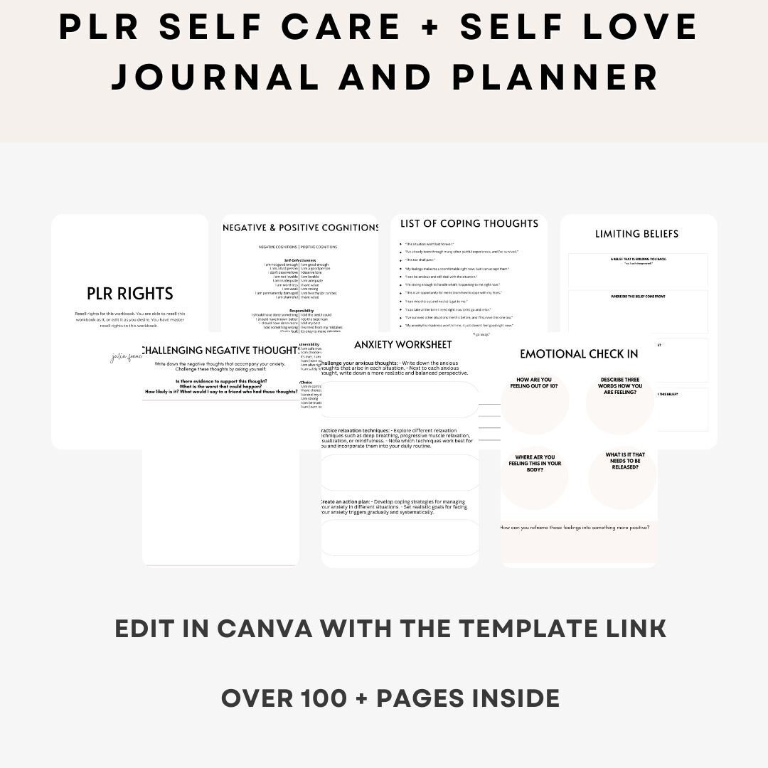 PLR Ultimate Self Care Journal and Planner | Printable | Canva Template ...