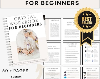 Crystal Workbook Journal Beginners Guide Energy Healing Manifestation Digital PDF Download Worksheets Chakra Balancing Spirituality Guide