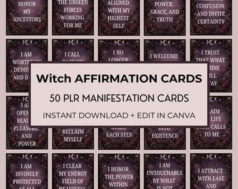 Etsy Witch Spells Positive Affirmation Cards Printable Gift Digital Download PDF Dark Feminine Shadow Work Oracle Cards Energy Protection