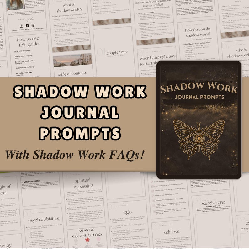 Quaderno di lavoro sull'ombra, spunti per il diario, streghe, bambino interiore, protezione dell'energia, risveglio spirituale, guarigione generazionale, fogli di lavoro digitali immagine 1