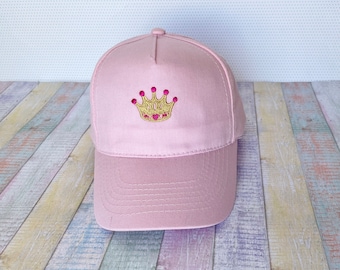 Golden Crown | Add initial, name or monogram | Machine embroidery | Baseball hat for kid or baby