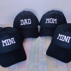 Dad, Mom, Big Brother, Little Sister | Matching hats set of four | Adjustable baseball caps