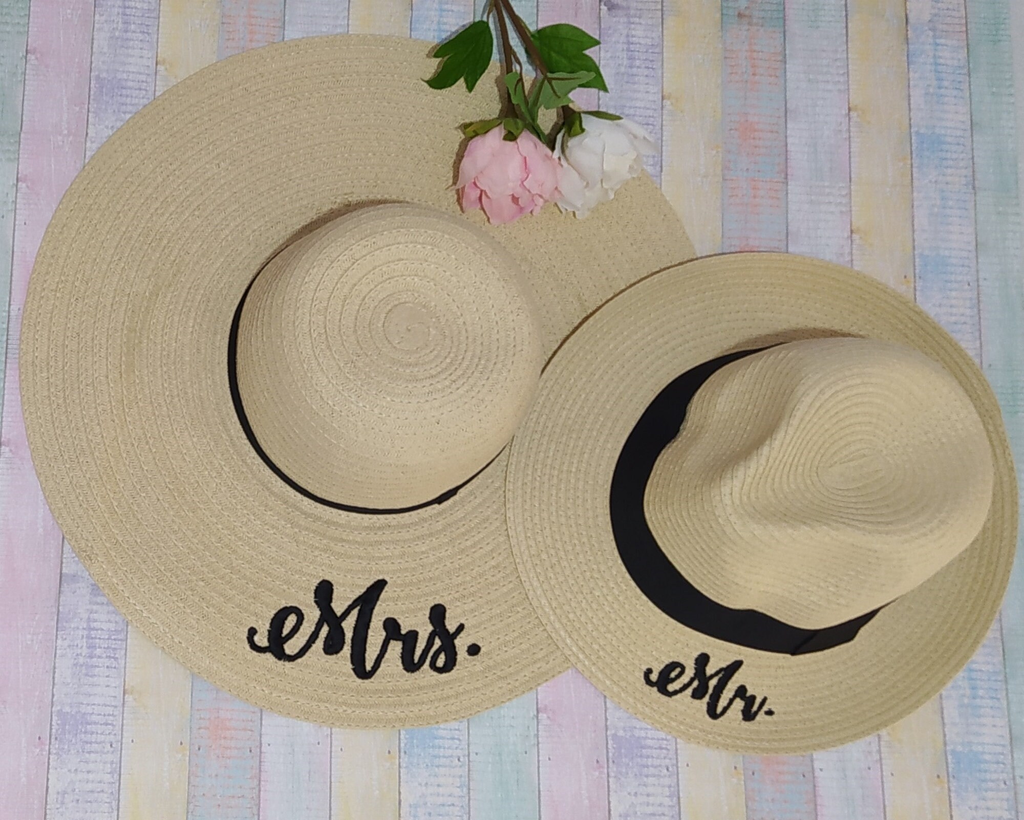 Mr and Mrs Hat Bridal Shower Regali per la sposa, Black Mrs, Taglia unica