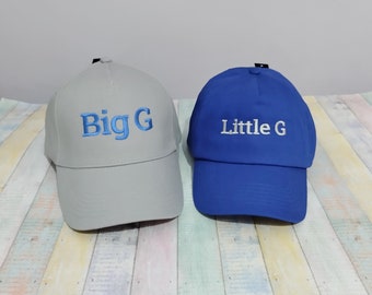 Big Little | Matching hats | Set of two caps | Machine embroidery | Adjustable baseball caps