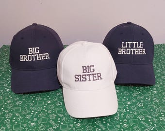 Embroidered Big Brother Little Brother Sister Baseball Caps Set: Select Design