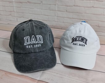 Two Matching Family Baseball Caps: Dad and Mini, Embroidered Set