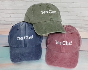 Yes Chef | Funny quote | personalized text | Machine embroidery | Adjustable baseball cap | Twill cotton fabric