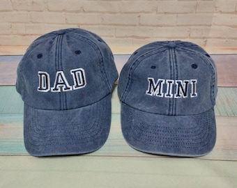 Dad Mini Matching Baseball Caps: Embroidered Father Son, Set of two