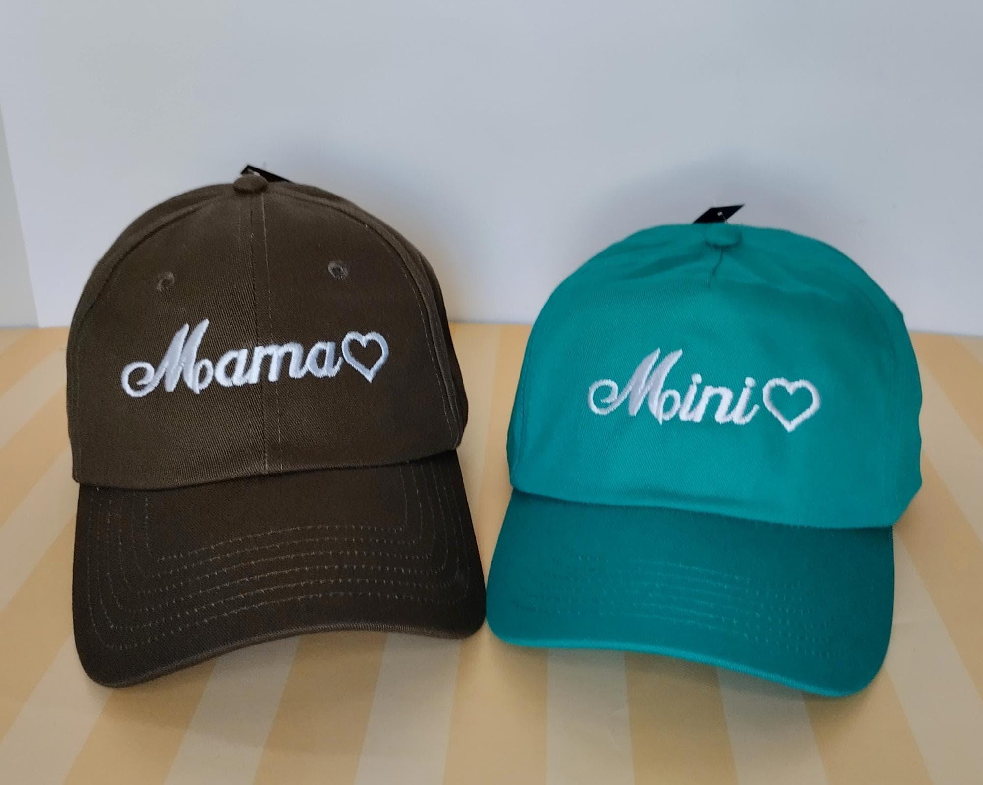 Mom Mini | Set of Two Matching Hats | Machine Embroidery  display picture 3