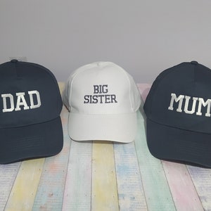 Dad, Mom, Big Brother | Set of three Matching hats | Machine embroidery | Adjustable baseball caps