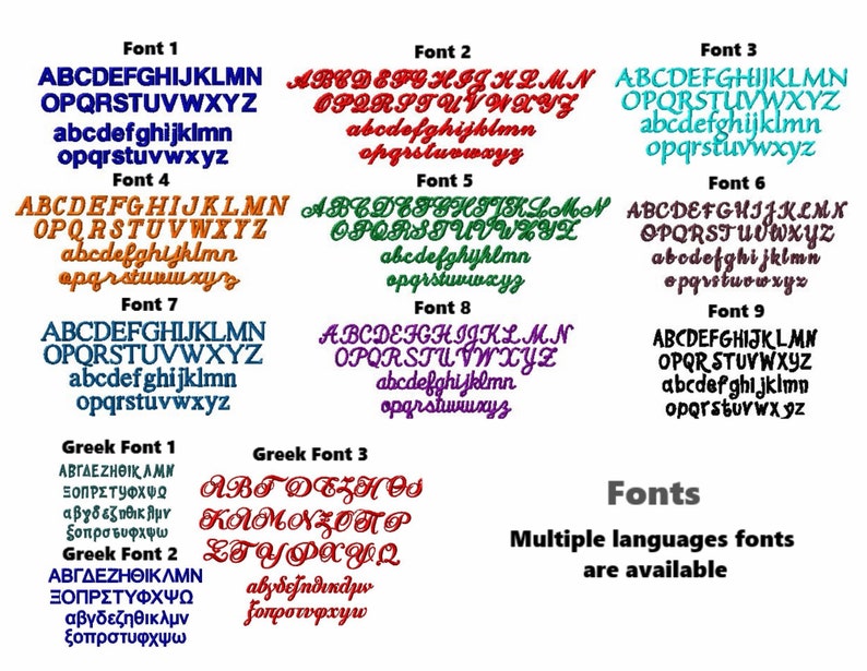 a set of different types of font and numbers